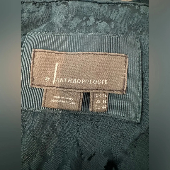 By Anthropologie Womens Size 12 Blazer Wrap Dress Midi Deep Teal Front Slits - Picture 12 of 12